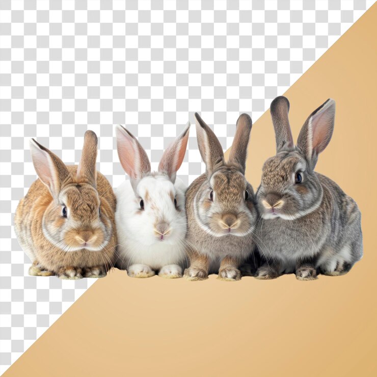 PSD png conejitos de la familia de conejos animales de fondo