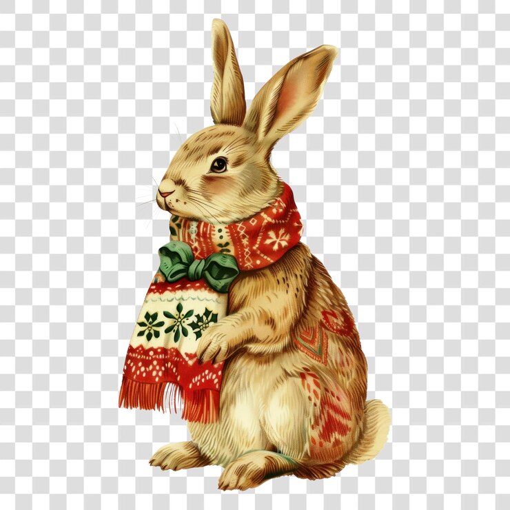 PSD png conejo en el tema de navidad conejo arte navidad