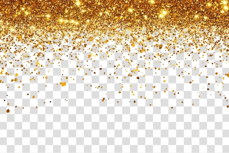 PSD png confetti d'or sur la bordure du fond de la célébration des paillettes