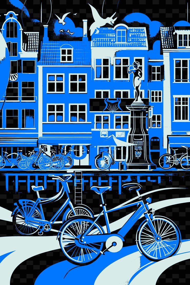 PSD png copenhague con colorida escena callejera y nyhavn little merm ilustración escena de la ciudad decoración artística
