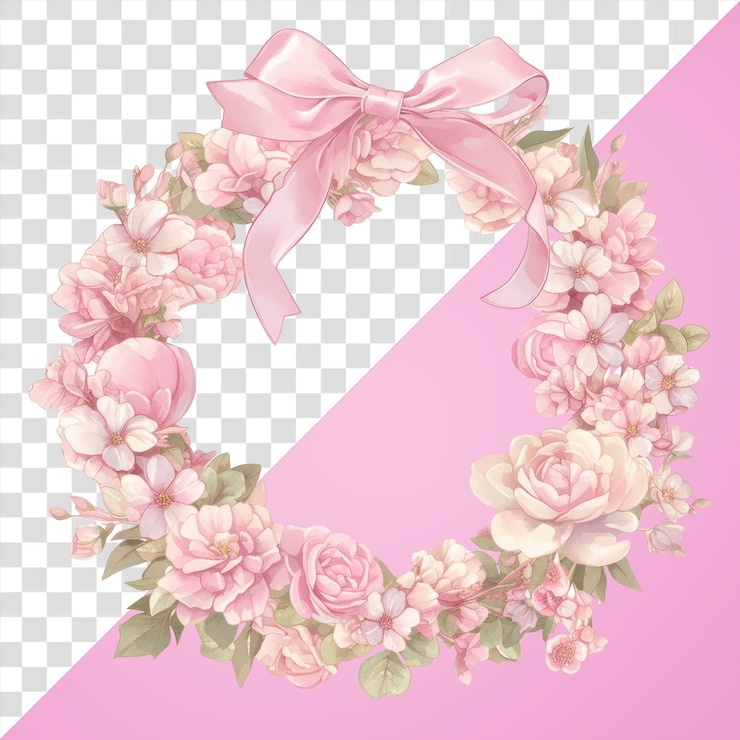 PSD png coquette rahmen illustration blumen kranz