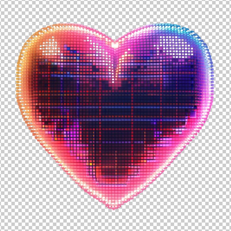PSD png coração de amor multicolor