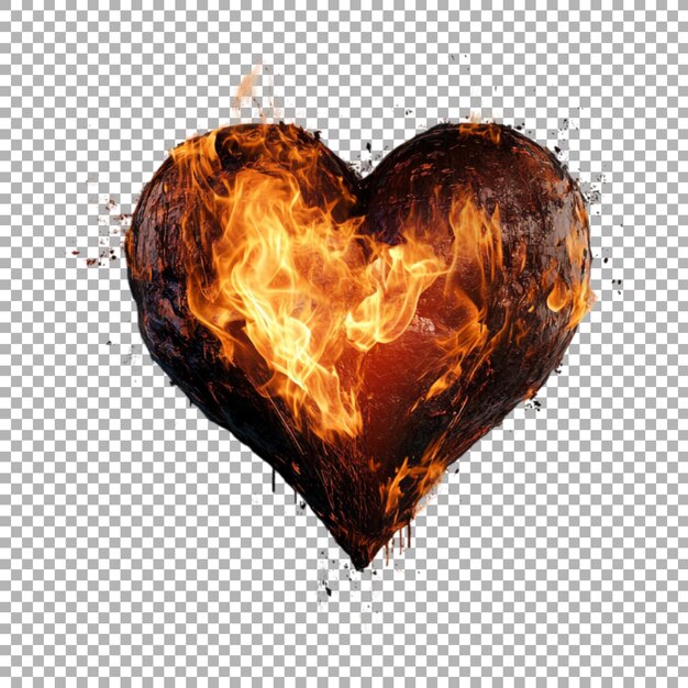 PNG Corazón de amor ardiente en un fondo transparente Generado por Ai