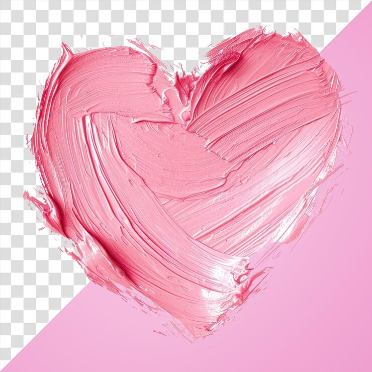 PSD png corazón en forma de pincel de fondo de fondo blanco rosado