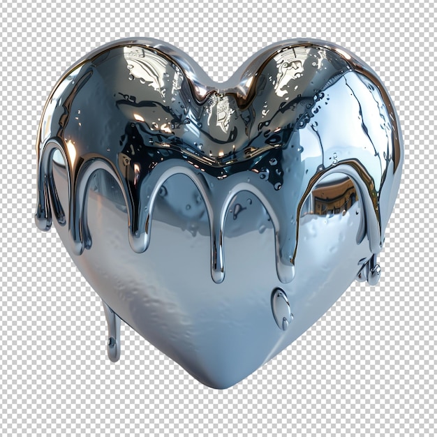PNG Corazón negro goteante con acentos azules