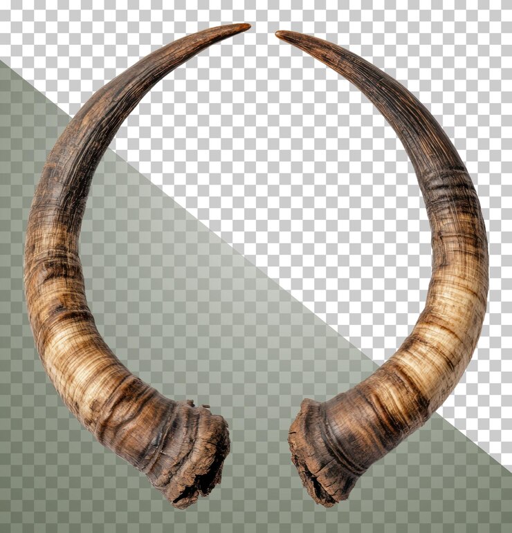 PSD png corna di animali curve su sfondo bianco