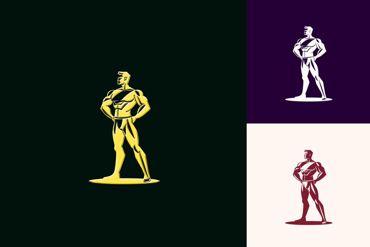 PSD png corpo intero del candidato in posa potente icon futurismo stile isolato iconico disegni astratti
