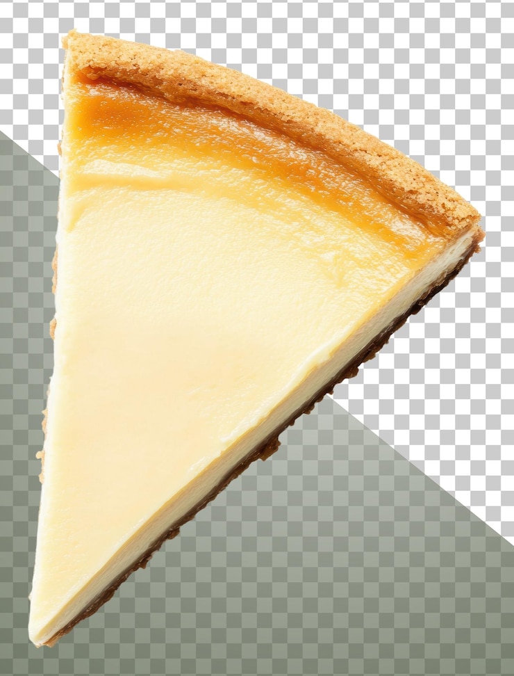 PSD png creamy cheesecake slice on white background