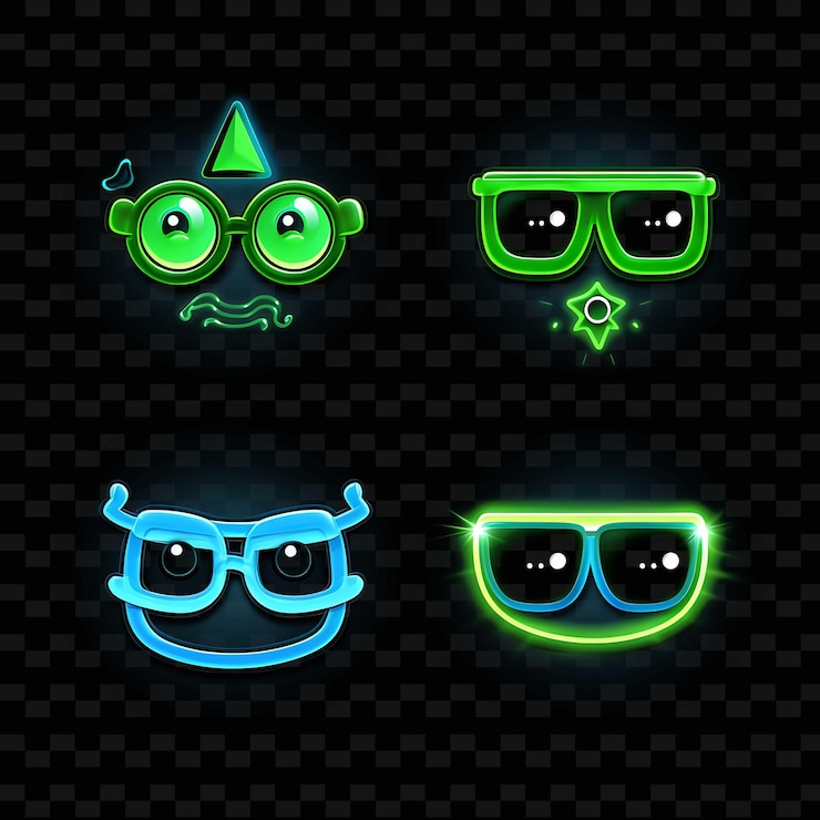 PSD png creative emoji neon line elementi di design moderni per opere d'arte vibranti e accattivanti