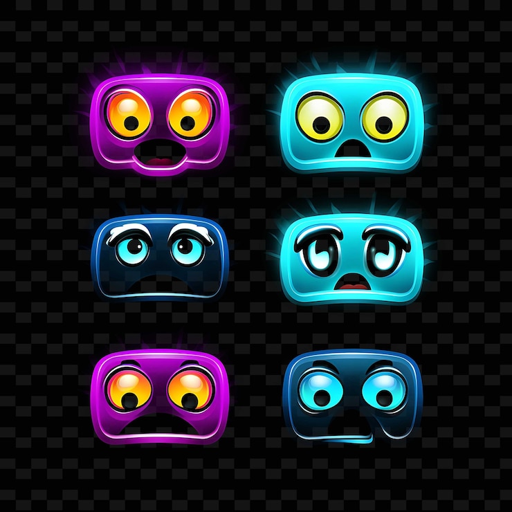 PSD png creative emoji neon line elementi di design moderni per opere d'arte vibranti e accattivanti