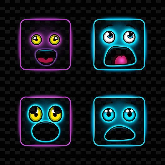 PSD png creative emoji neon line elementos de design moderno para obras de arte vibrantes e cativantes