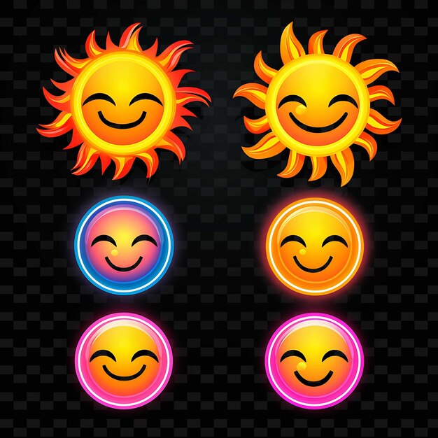 Png creative emoji neon line elementos de design moderno para obras de arte vibrantes e cativantes