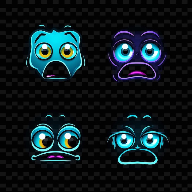 PSD png creative emoji neon line elementos de design moderno para obras de arte vibrantes e cativantes