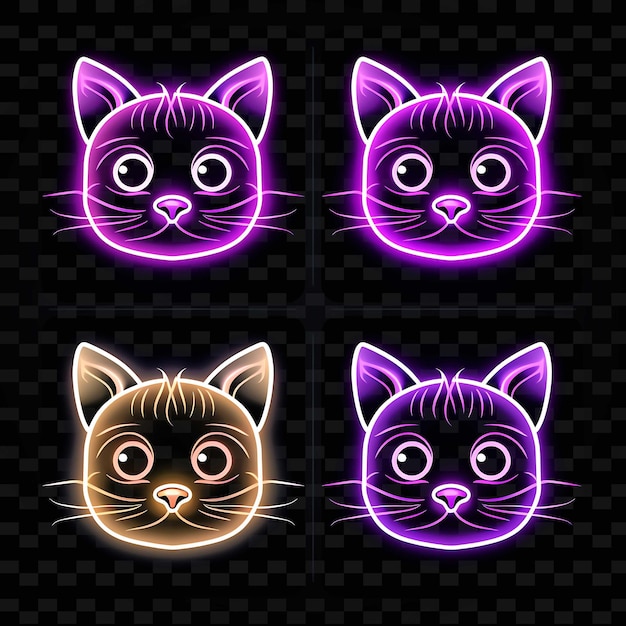 PSD png creative emoji neon line elementos de design moderno para obras de arte vibrantes e cativantes