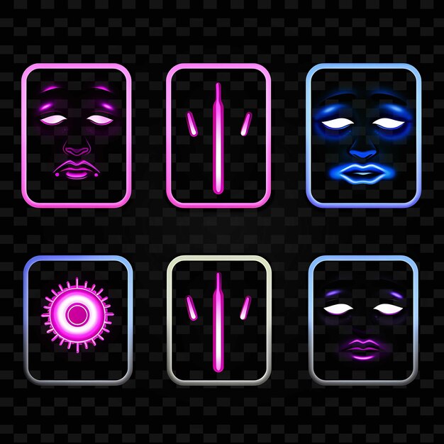 PSD png creative emoji neon line elementos de design moderno para obras de arte vibrantes e cativantes