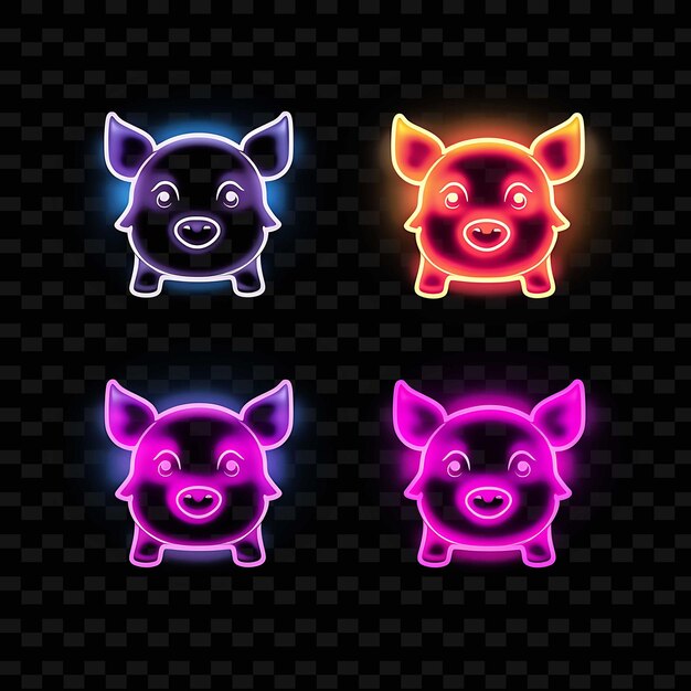 PSD png creative emoji neon line elementos de design moderno para obras de arte vibrantes e cativantes