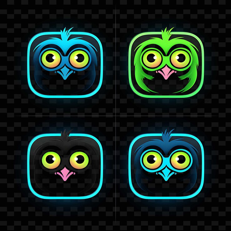 PSD png creative emoji neon line elementos de design moderno para obras de arte vibrantes e cativantes