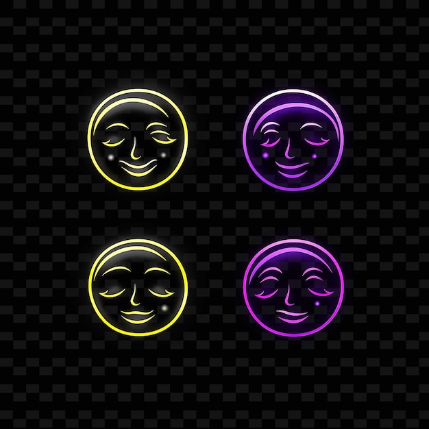 PSD png creative emoji neon line elementos de design moderno para obras de arte vibrantes e cativantes