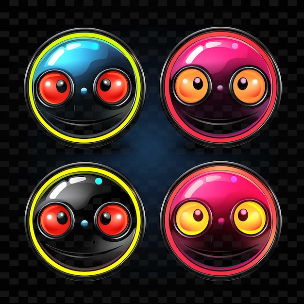 PSD png creative emoji neon line elementos de design moderno para obras de arte vibrantes e cativantes