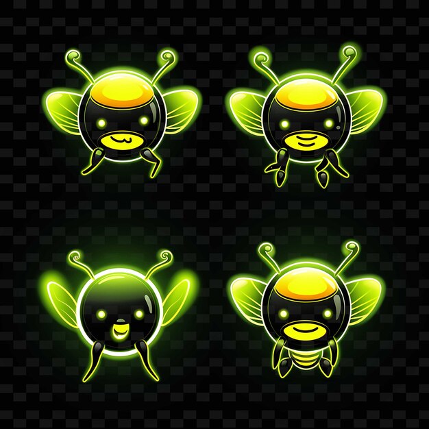 PSD png creative emoji neon line elementos de design moderno para obras de arte vibrantes e cativantes