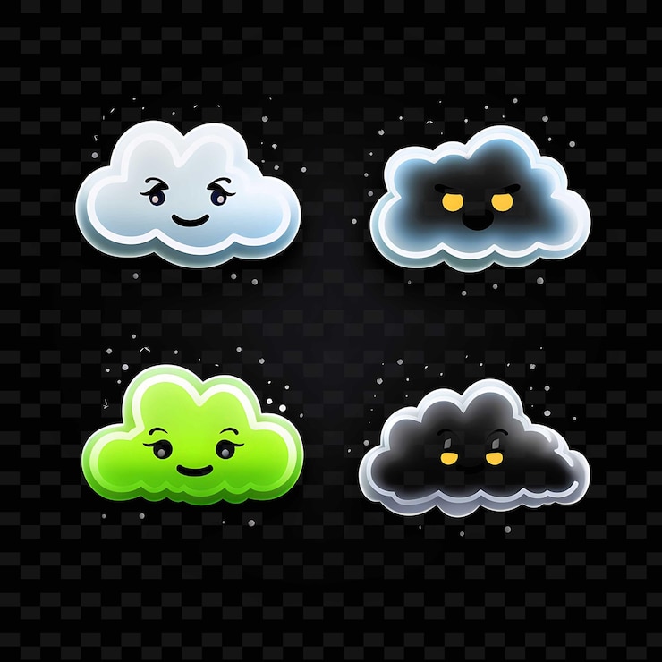PSD png creative emoji neon line elementos de design moderno para obras de arte vibrantes e cativantes