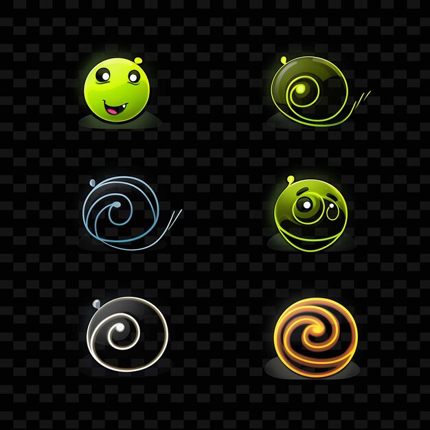 PSD png creative emoji neon line elementos de design moderno para obras de arte vibrantes e cativantes