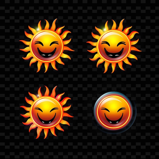 PSD png creative emoji neon line elementos de design moderno para obras de arte vibrantes e cativantes