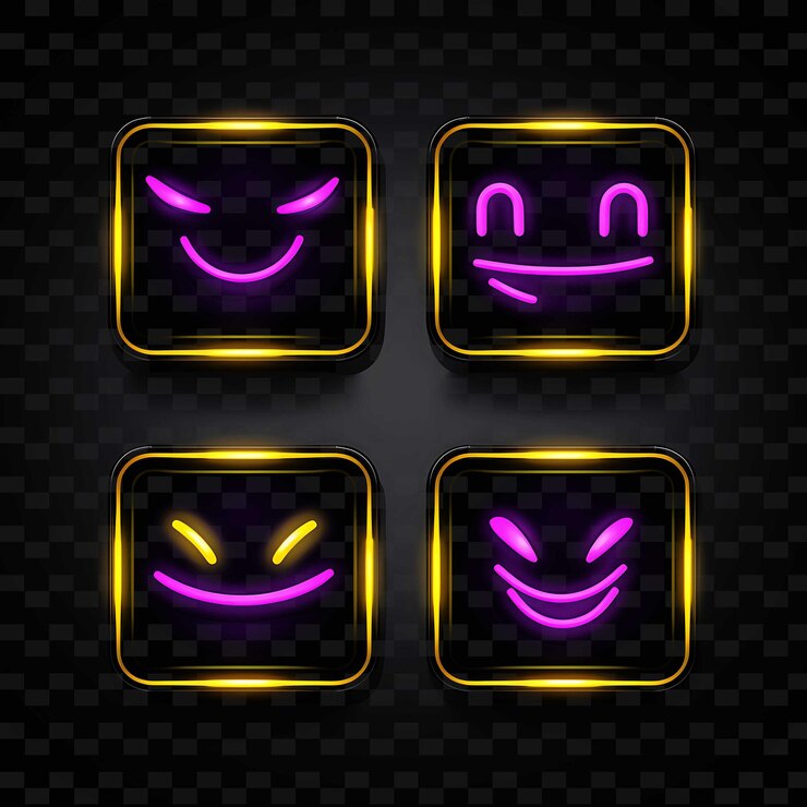 PSD png creative emoji neon line elementos de diseño moderno para obras de arte vibrantes y cautivadoras