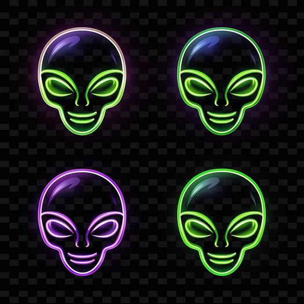 PSD png creative emoji neon line elementos de diseño moderno para obras de arte vibrantes y cautivadoras