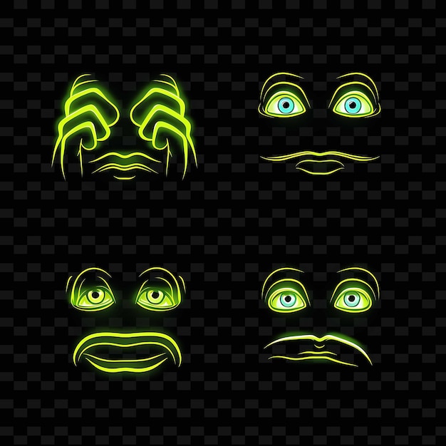 PSD png creative emoji neon line elementos de diseño moderno para obras de arte vibrantes y cautivadoras