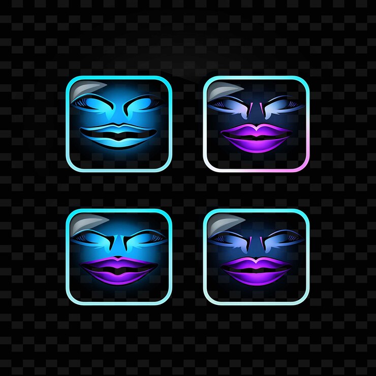 PSD png creative emoji neon line elementos de diseño moderno para obras de arte vibrantes y cautivadoras