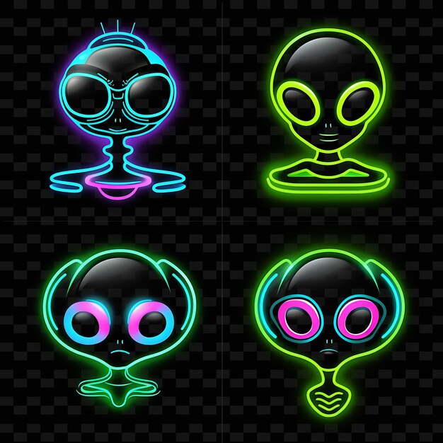 PSD png creative emoji neon line elementos de diseño moderno para obras de arte vibrantes y cautivadoras