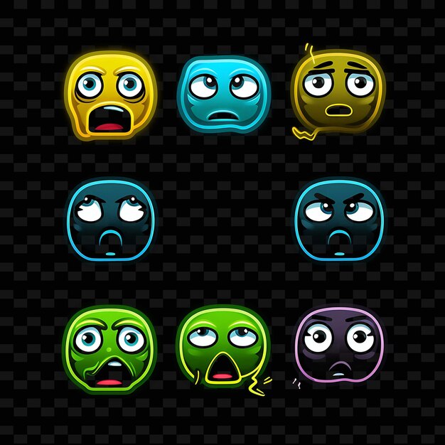 PSD png creative emoji neon line elementos de diseño moderno para obras de arte vibrantes y cautivadoras