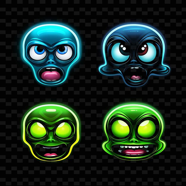 PSD png creative emoji neon line elementos de diseño moderno para obras de arte vibrantes y cautivadoras