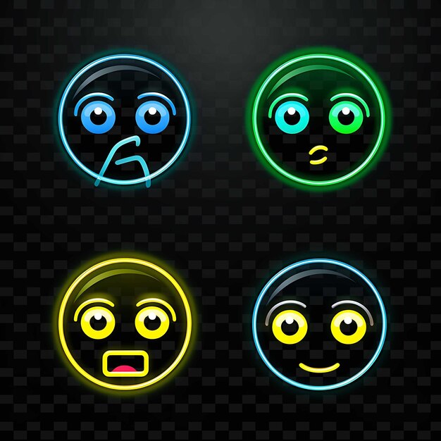 PSD png creative emoji neon line elementos de diseño moderno para obras de arte vibrantes y cautivadoras