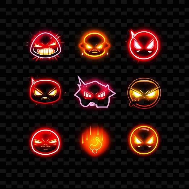 Png creative emoji neon line elementos de diseño moderno para obras de arte vibrantes y cautivadoras