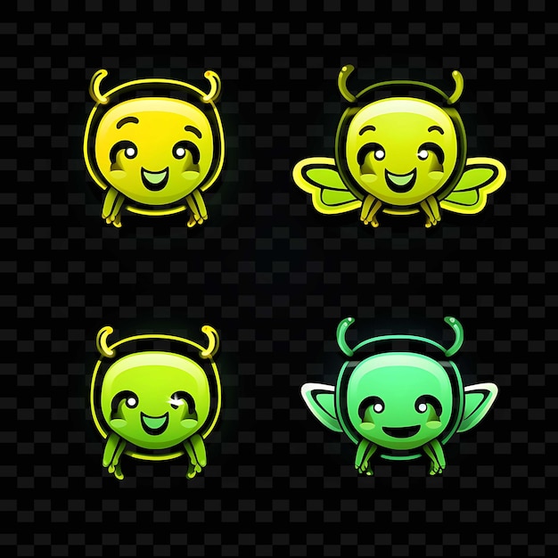 PSD png creative emoji neon line elementos de diseño moderno para obras de arte vibrantes y cautivadoras