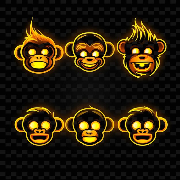 PSD png creative emoji neon line elementos de diseño moderno para obras de arte vibrantes y cautivadoras