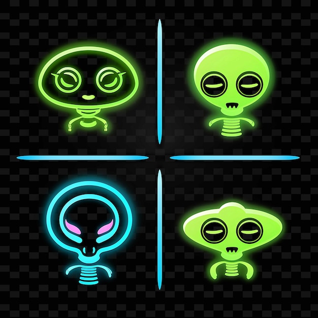 PSD png creative emoji neon line elementos de diseño moderno para obras de arte vibrantes y cautivadoras