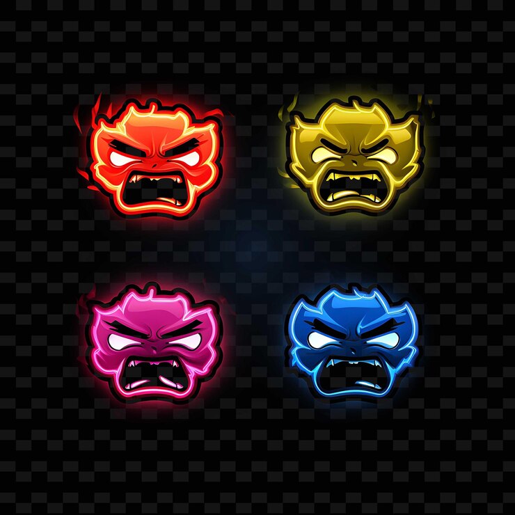 PSD png creative emoji neon line elementos de diseño moderno para obras de arte vibrantes y cautivadoras
