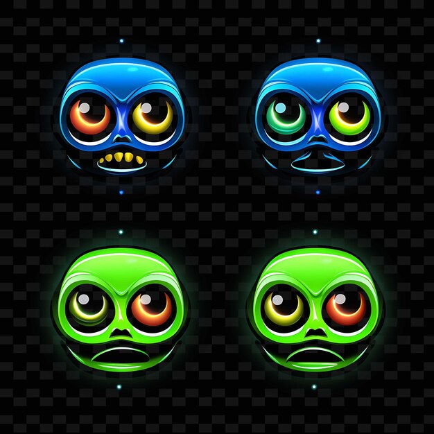 Png creative emoji neon line elementos de diseño moderno para obras de arte vibrantes y cautivadoras