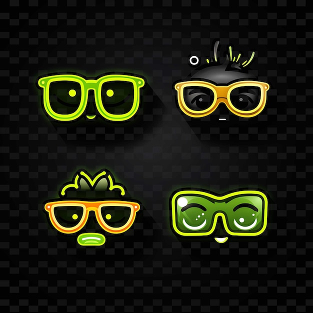 PSD png creative emoji neon line elementos de diseño moderno para obras de arte vibrantes y cautivadoras