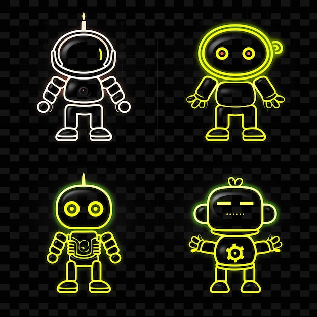 Png creative emoji neon line elementos de diseño moderno para obras de arte vibrantes y cautivadoras