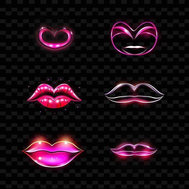 PSD png creative emoji neon line elementos de diseño moderno para obras de arte vibrantes y cautivadoras