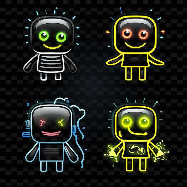 PSD png creative emoji neon line elementos de diseño moderno para obras de arte vibrantes y cautivadoras