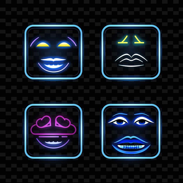 PSD png creative emoji neon line elementos de diseño moderno para obras de arte vibrantes y cautivadoras