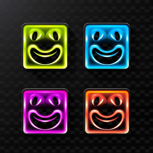 PSD png creative emoji neon line elementos de diseño moderno para obras de arte vibrantes y cautivadoras