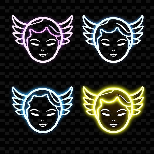 PNG Creative Emoji Neon Line Elementos de diseño moderno para obras de arte vibrantes y cautivadoras