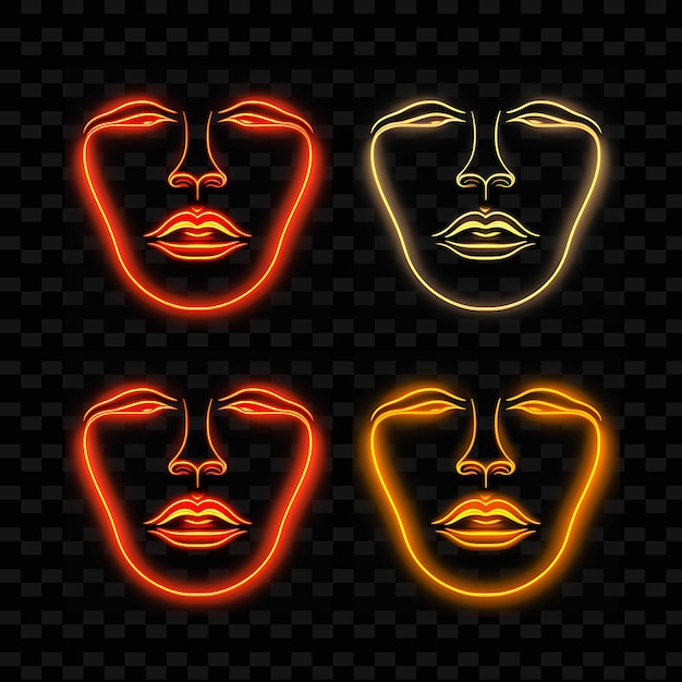 PNG Creative Emoji Neon Line Elementos de diseño moderno para obras de arte vibrantes y cautivadoras