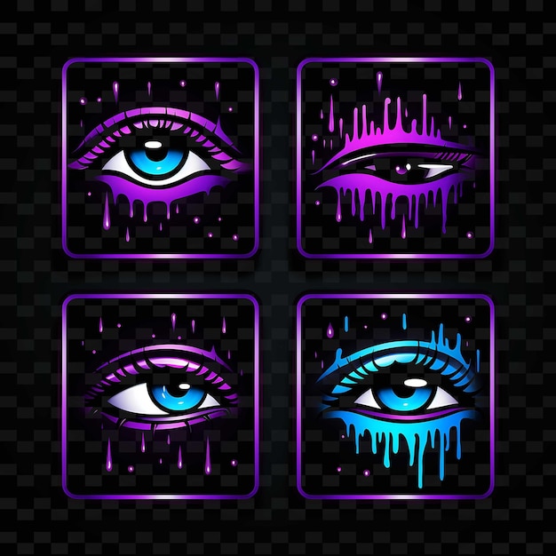 PSD png creative emoji neon line elementos de diseño moderno para obras de arte vibrantes y cautivadoras